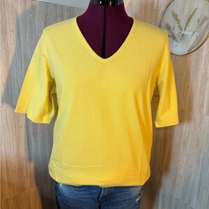 d&co Vibrant Yellow V-Neck Short Sleeve Tee